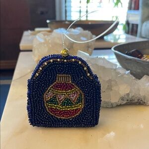 Handcrafted beaded pouch ornament